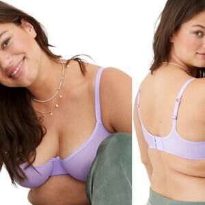 NWT Aerie Smoothez Full Coverage Mesh Unlined Bra Soft Violet Purple Size 36B